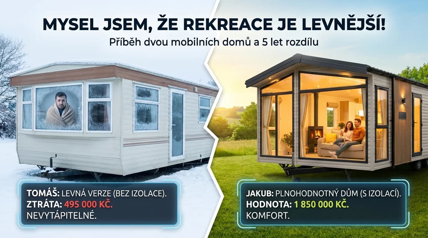 Myslel jsem, že rekreace je levnější!" Tomáš zaplatil 680 000 Kč za mobilní dům bez izolace, který v zimě vůbec nejde vytápět