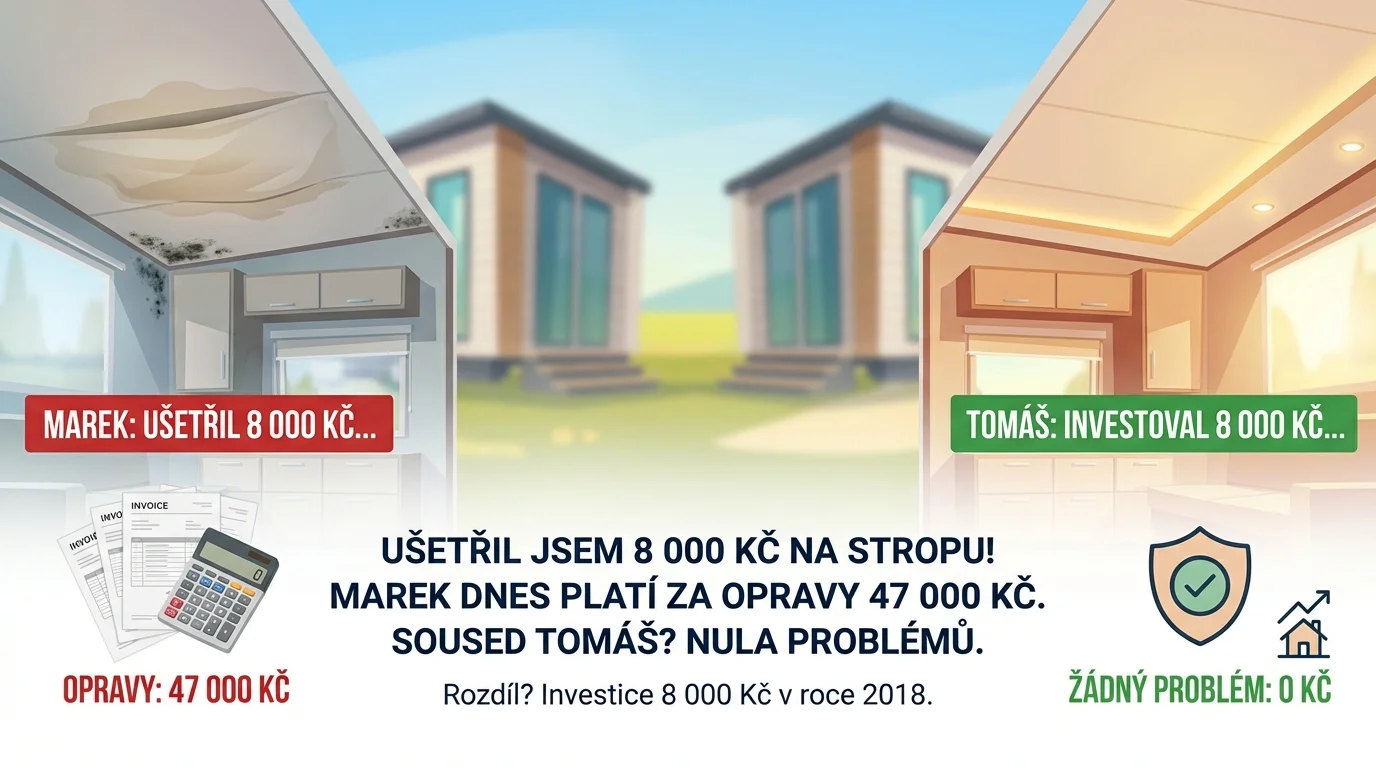 "Ušetřil jsem 8 000 Kč na stropu!" Marek dnes platí za opravy 47 000 Kč. Soused Tomáš? Nula problémů. Rozdíl? Investice 8 000 Kč v roce 2018.