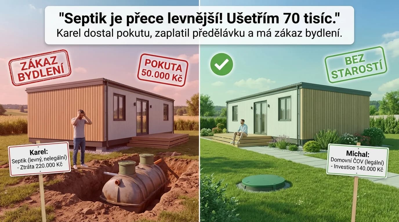 "Septik je přece levnější! Ušetřím 70 tisíc." Karel dostal pokutu 50 000 Kč, zaplatil předělávku na ČOV 120 000 Kč a má zákaz bydlení.