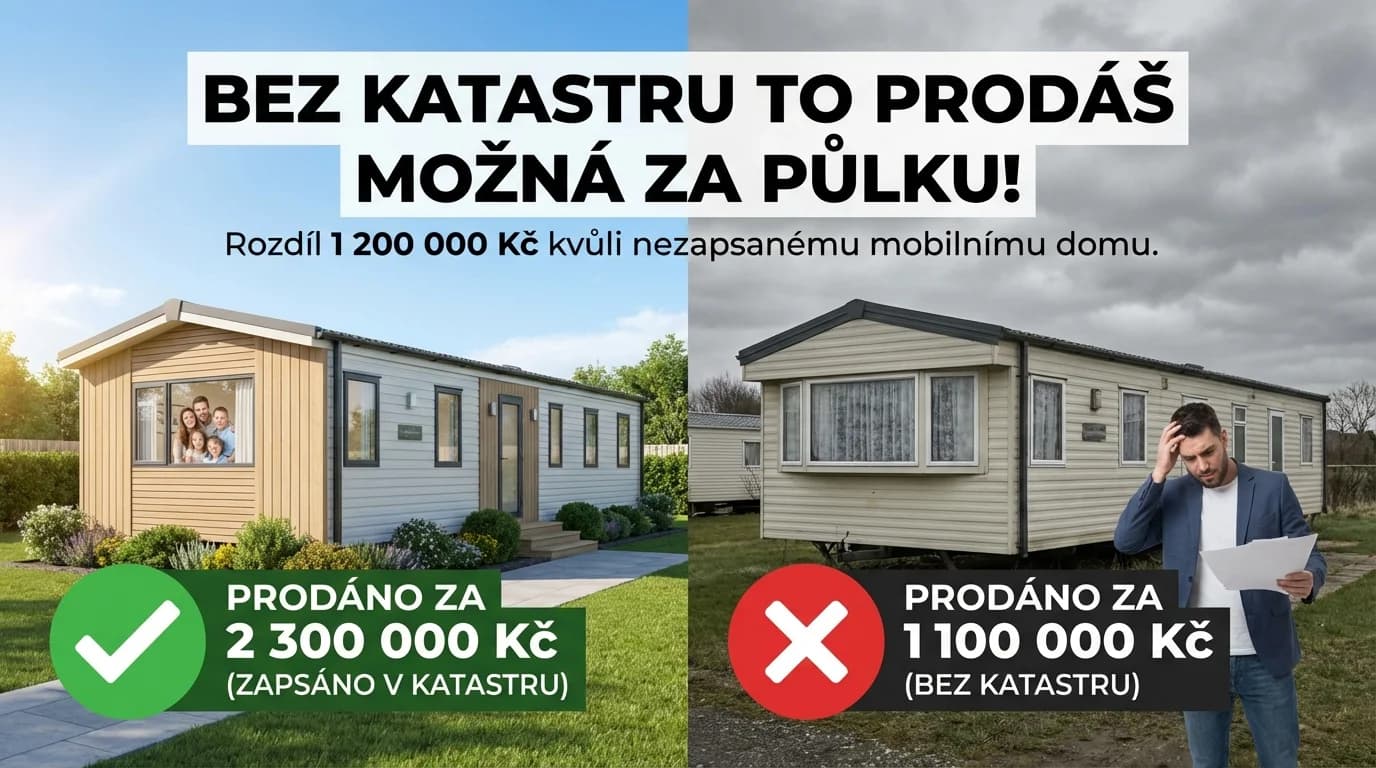 "Bez katastru to prodáš možná za půlku!" Petr ztratil 650 000 Kč kvůli nezapsanému mobilnímu domu.